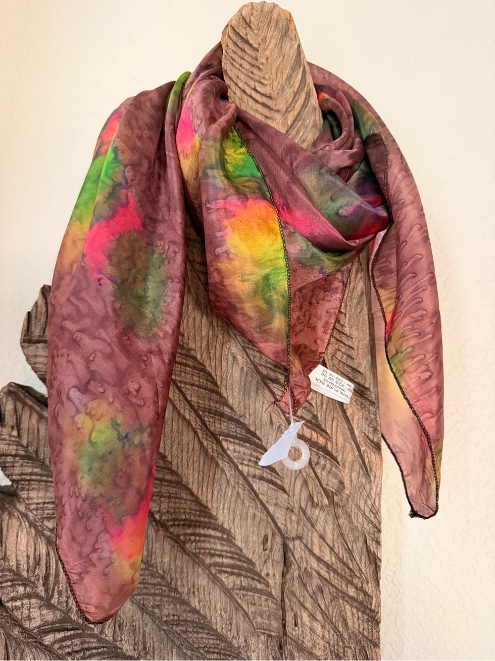 VTG 100% silk hand painted neck head bag wrist wrap scarf Bersa Ipek